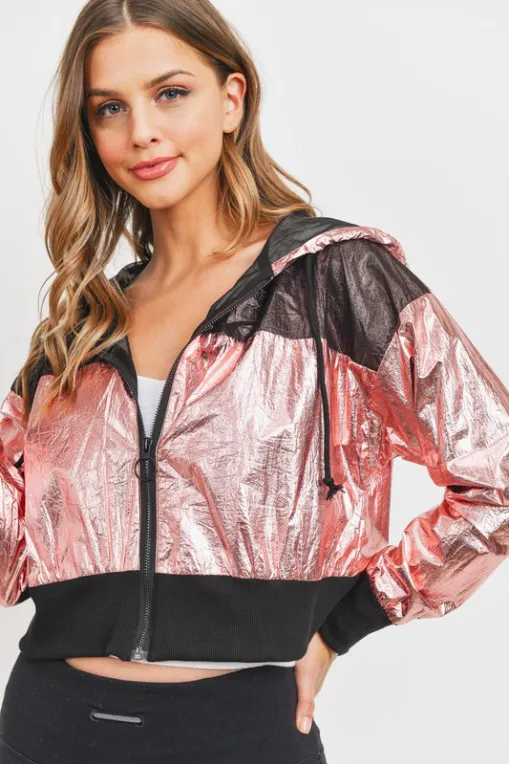 Metallic Mesh Crop Jacket