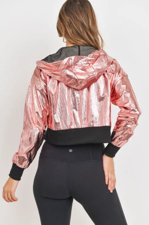 Metallic Mesh Crop Jacket