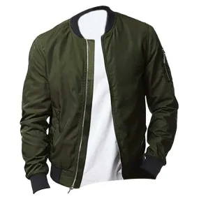 Military Green Lightweight Bomber Men's Jacket