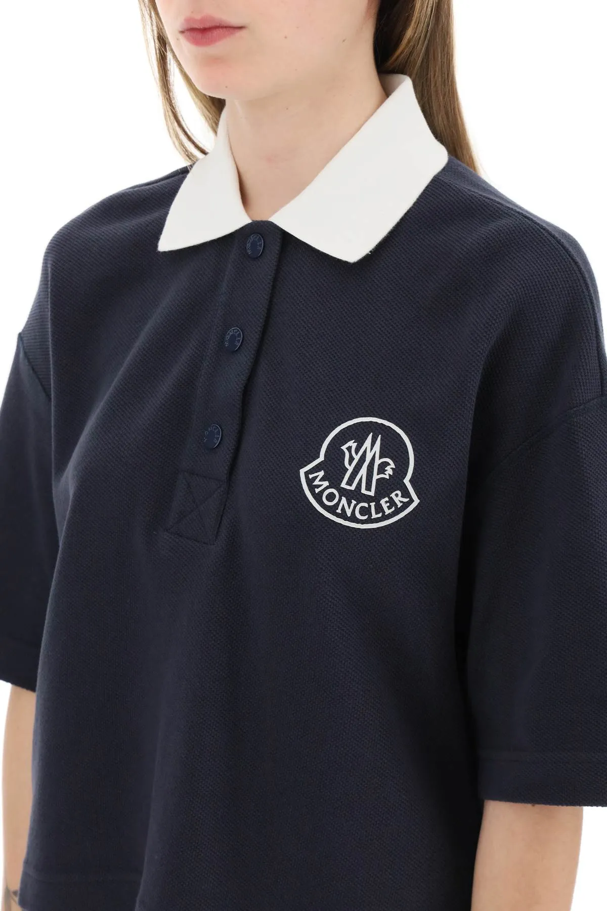 Moncler basic oversized polo shirt with logo patch