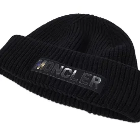 Moncler Beanie Hat with Mirror Logo, Black