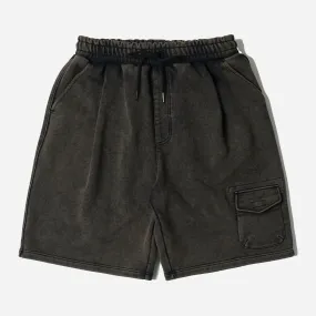 POUCH POCKET SWEAT SHORTS - BLACK BROWN