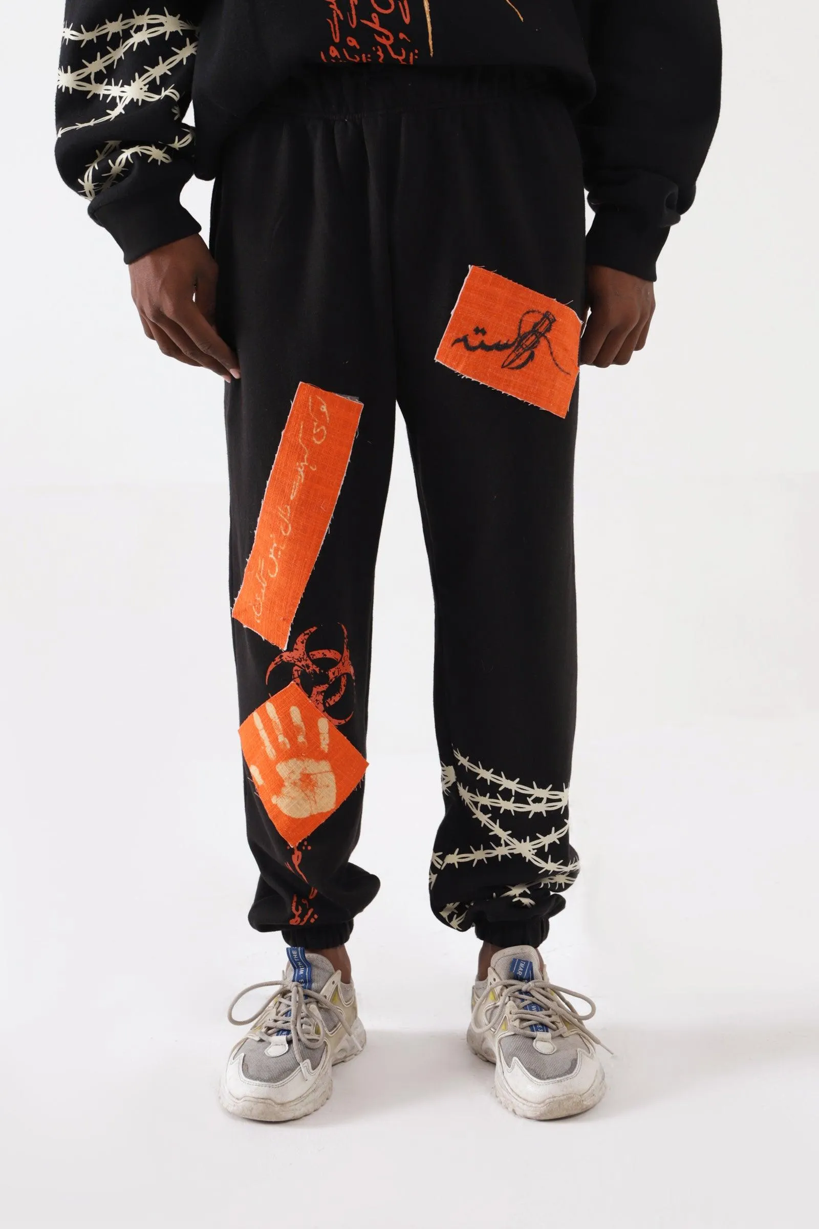 "BREATH OF FIRE" HANDPRINTED SWEATPANTS