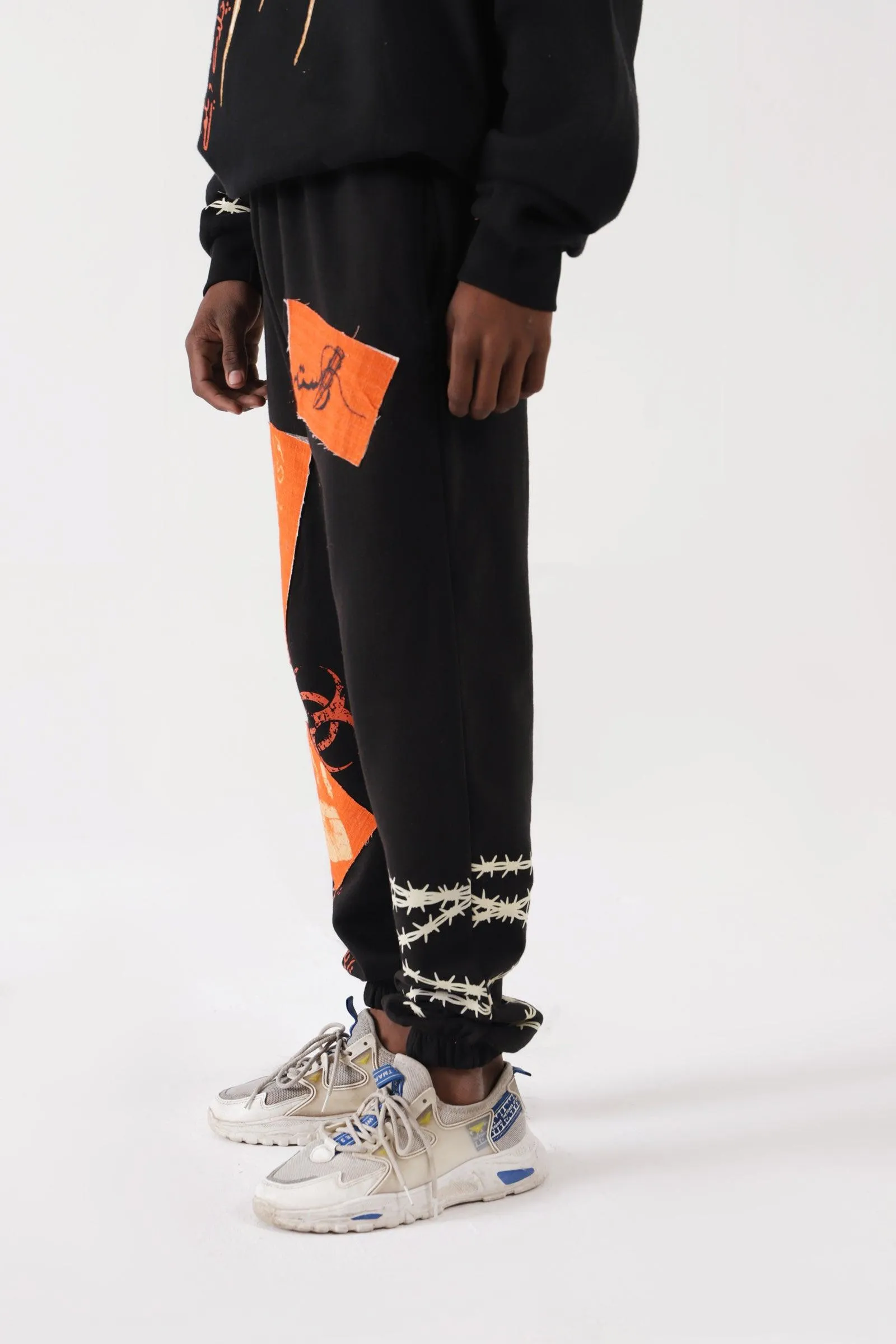 "BREATH OF FIRE" HANDPRINTED SWEATPANTS