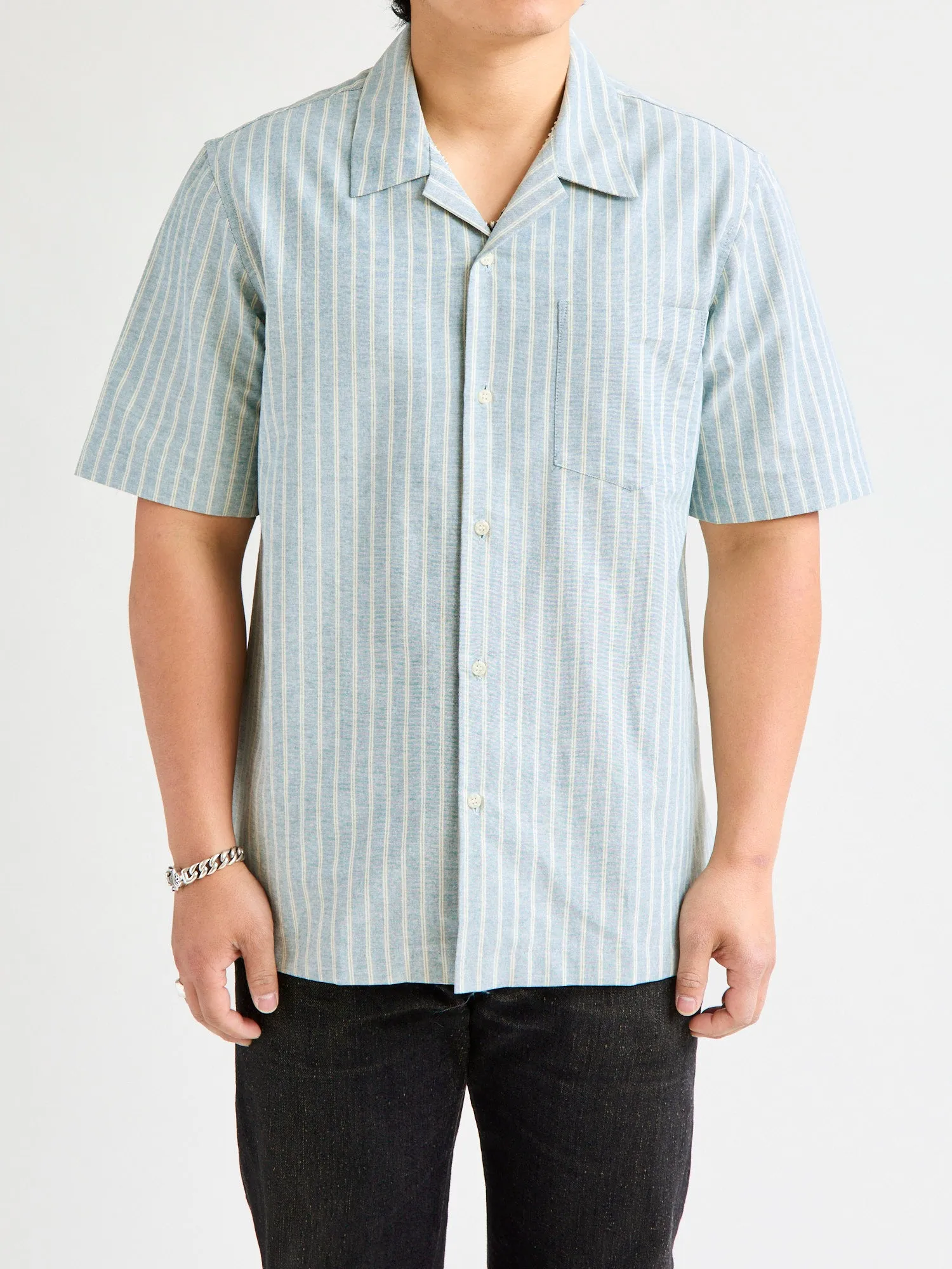 "Striped Oxford" Aloha Shirt in Vintage Indigo