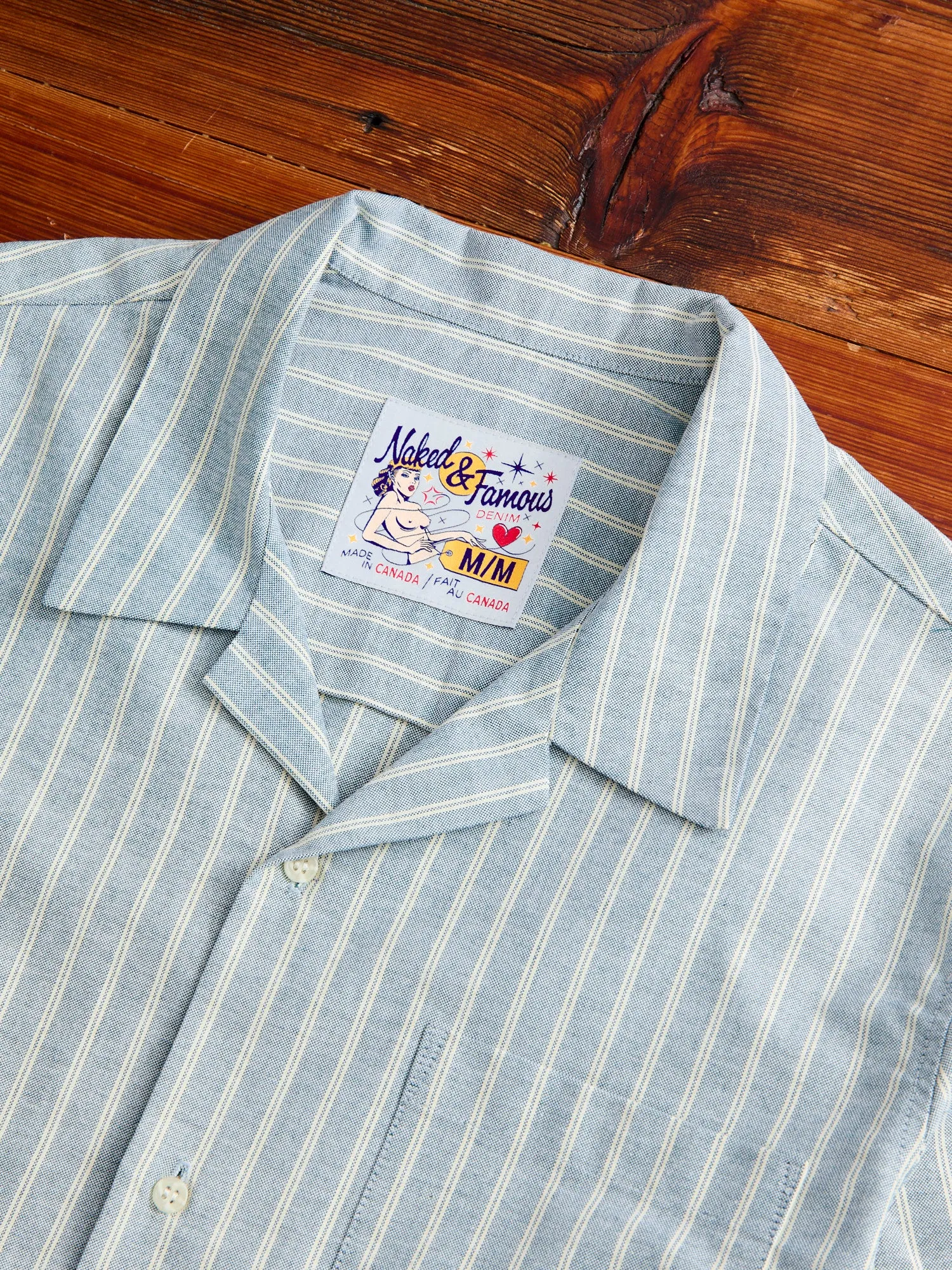 "Striped Oxford" Aloha Shirt in Vintage Indigo