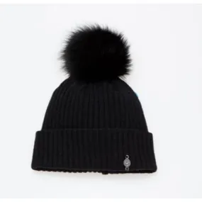 RECYCLED CASHMERE BEANIE WITH UPCYCLED FUR POM