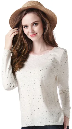 RH Women's Warm Polka Cotton Pullover Sweater Long Sleeve Top Blouse RH2048