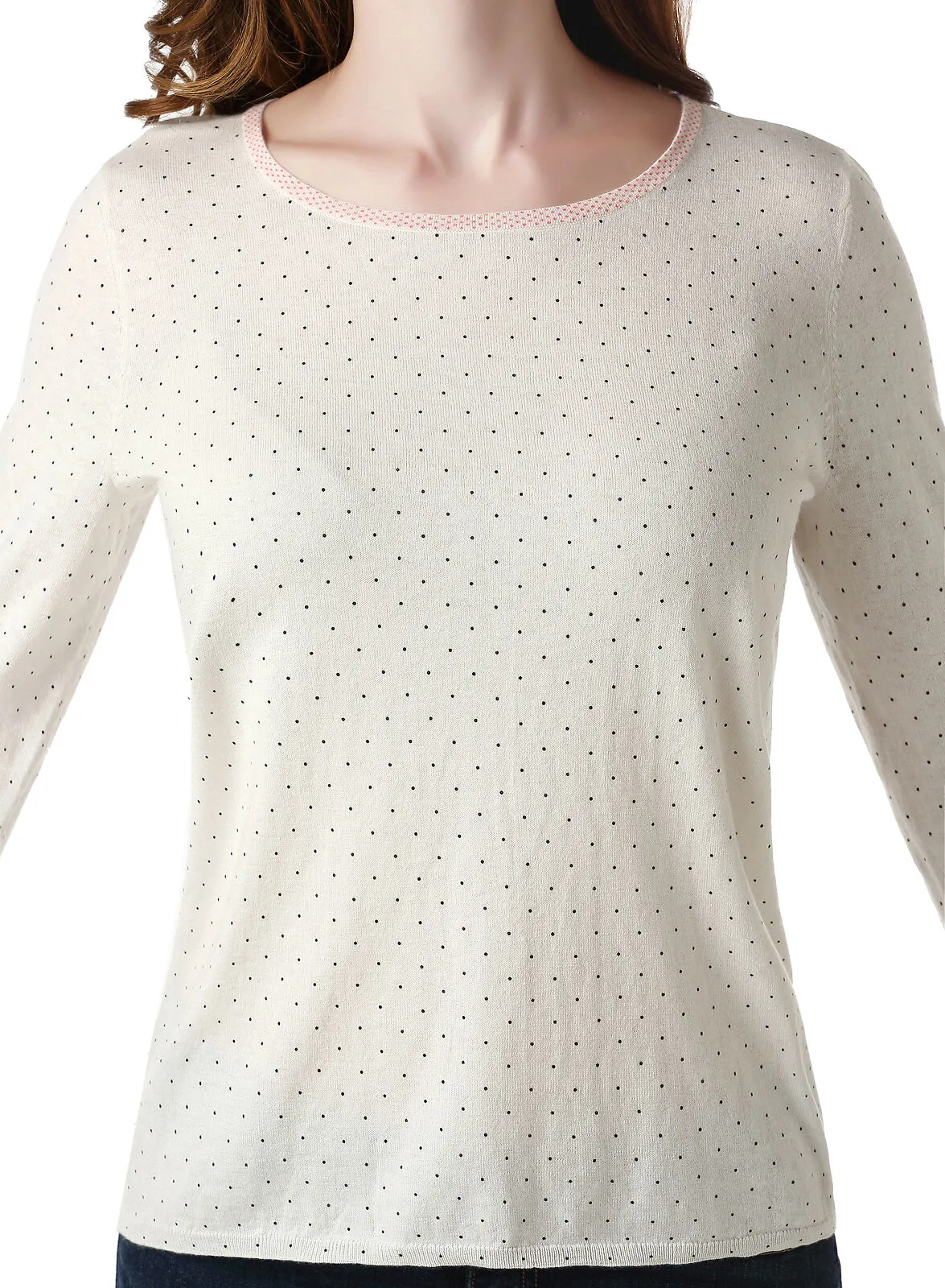 RH Women's Warm Polka Cotton Pullover Sweater Long Sleeve Top Blouse RH2048