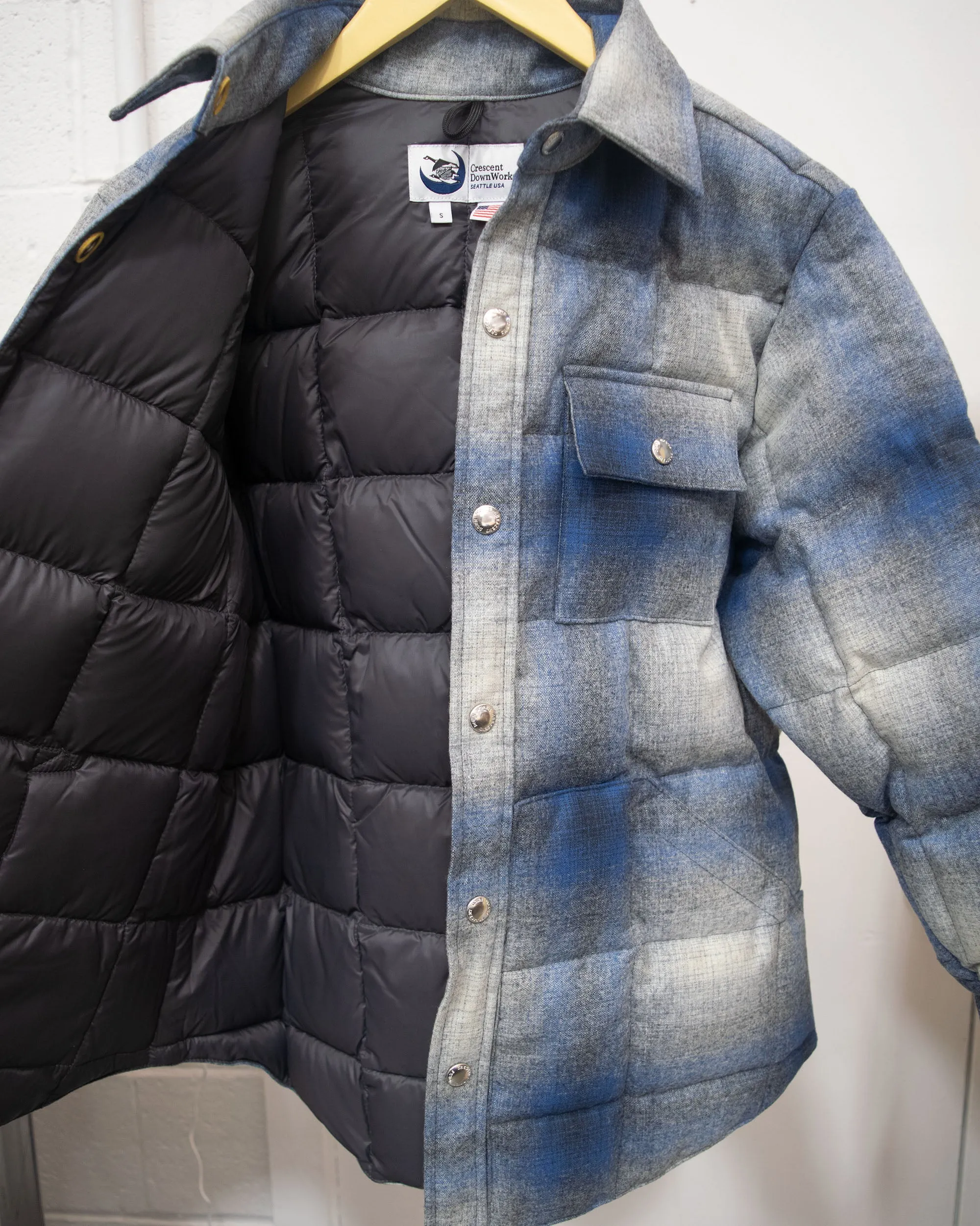 Sample Series | Down Shirt | Wool Plaid Blue Ombre (Second)