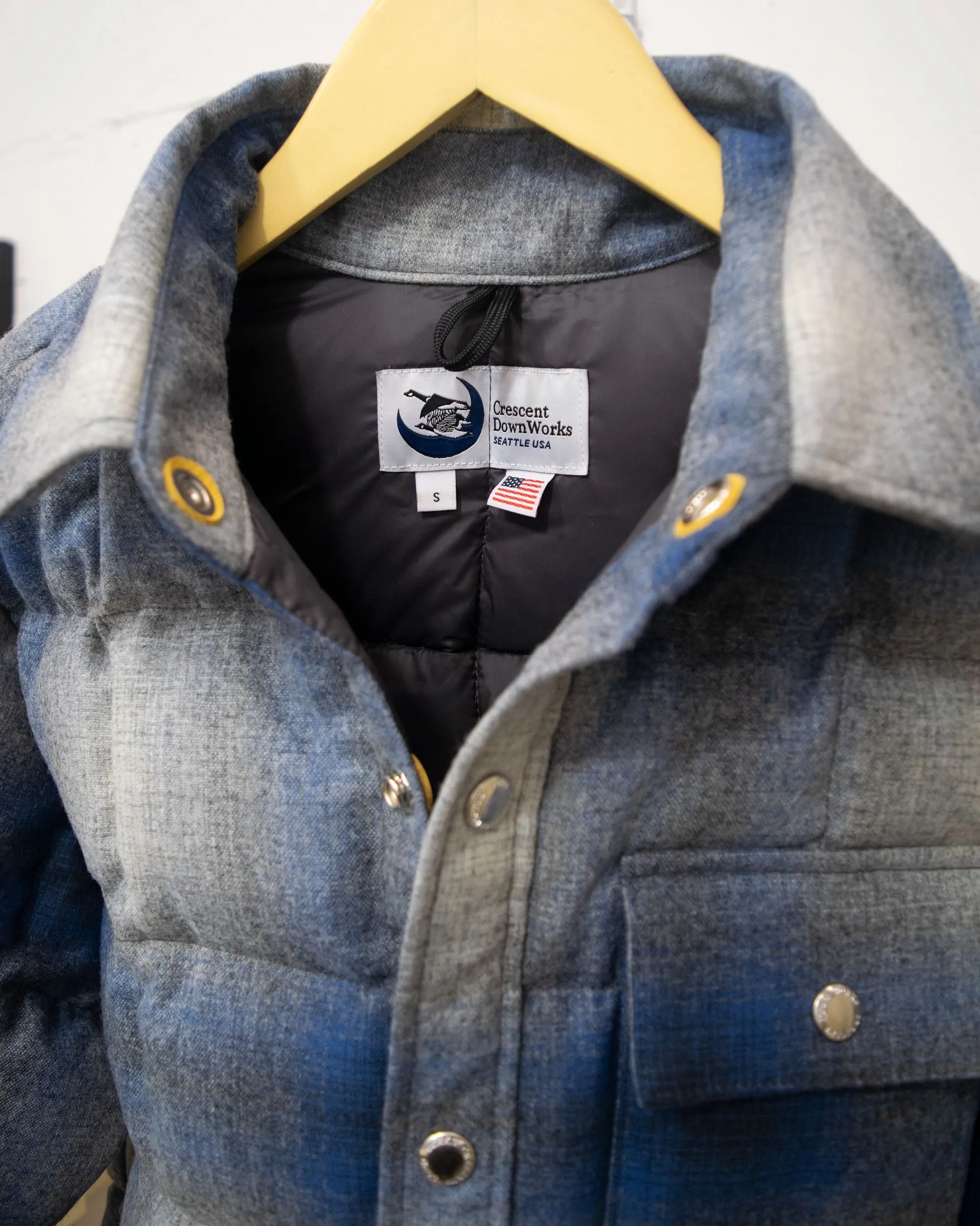 Sample Series | Down Shirt | Wool Plaid Blue Ombre (Second)