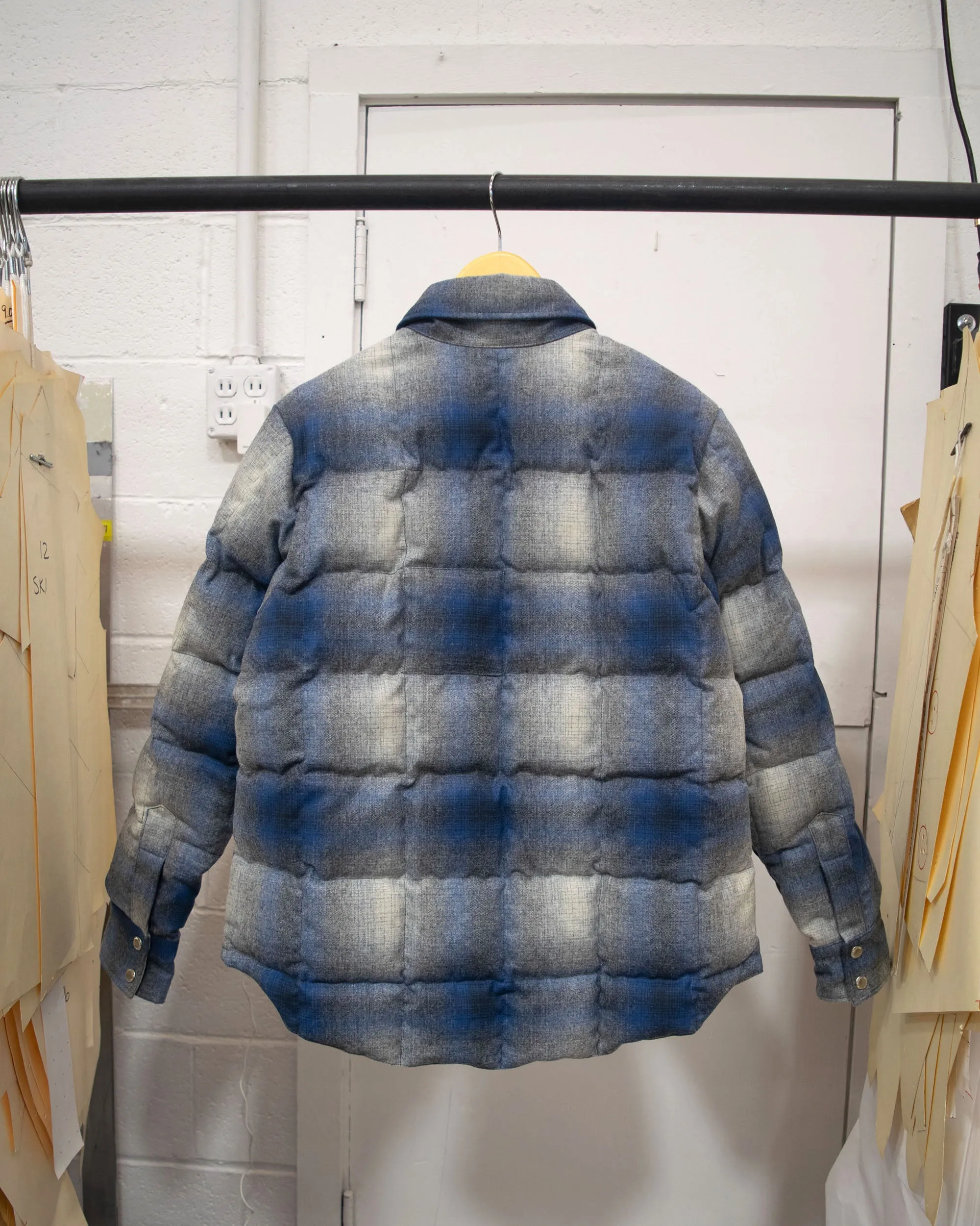 Sample Series | Down Shirt | Wool Plaid Blue Ombre (Second)