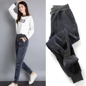 Velvet Sweatpants Warm Fleece Pants