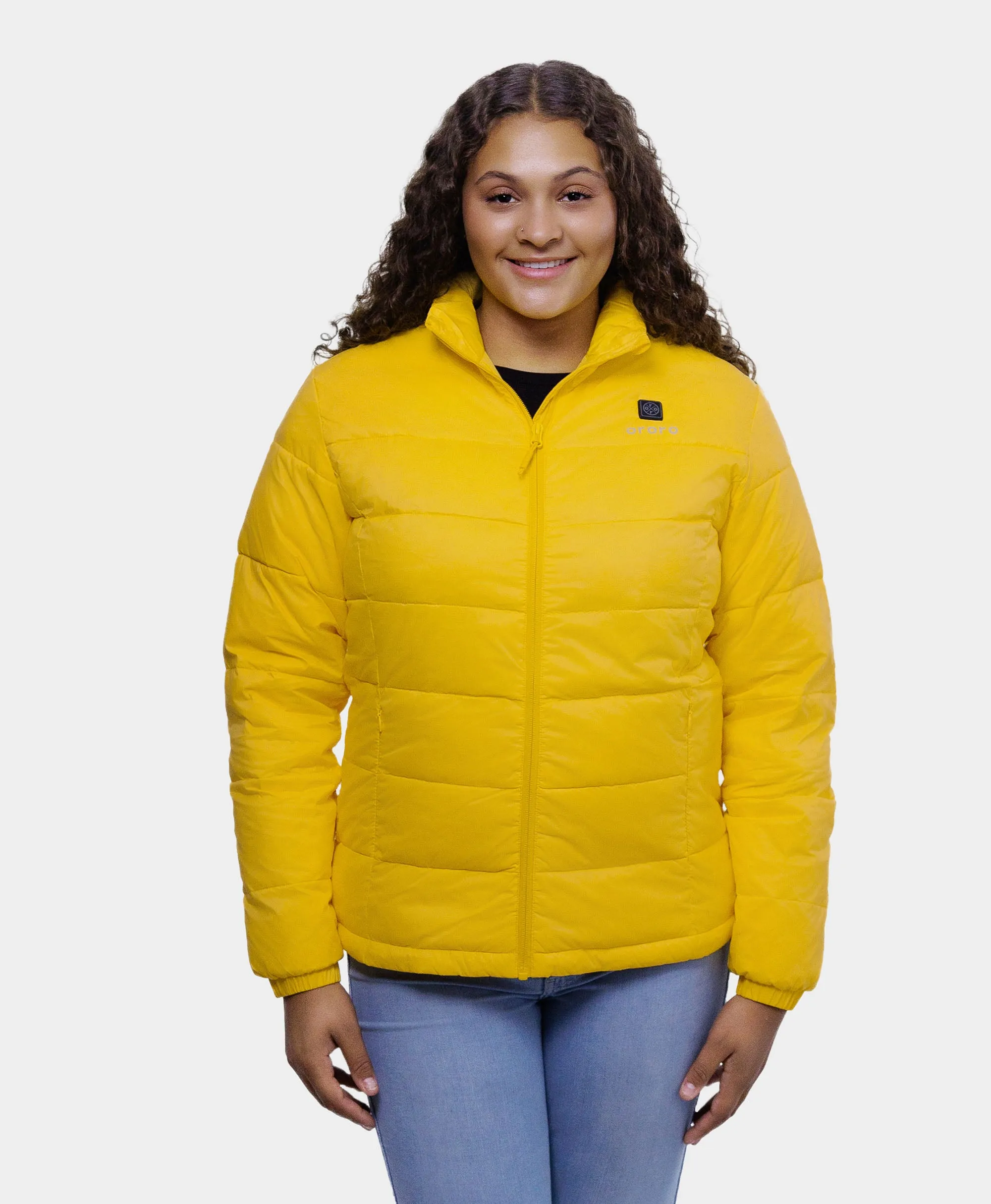 Women’s Heated Puffer Jacket - Black/Yellow