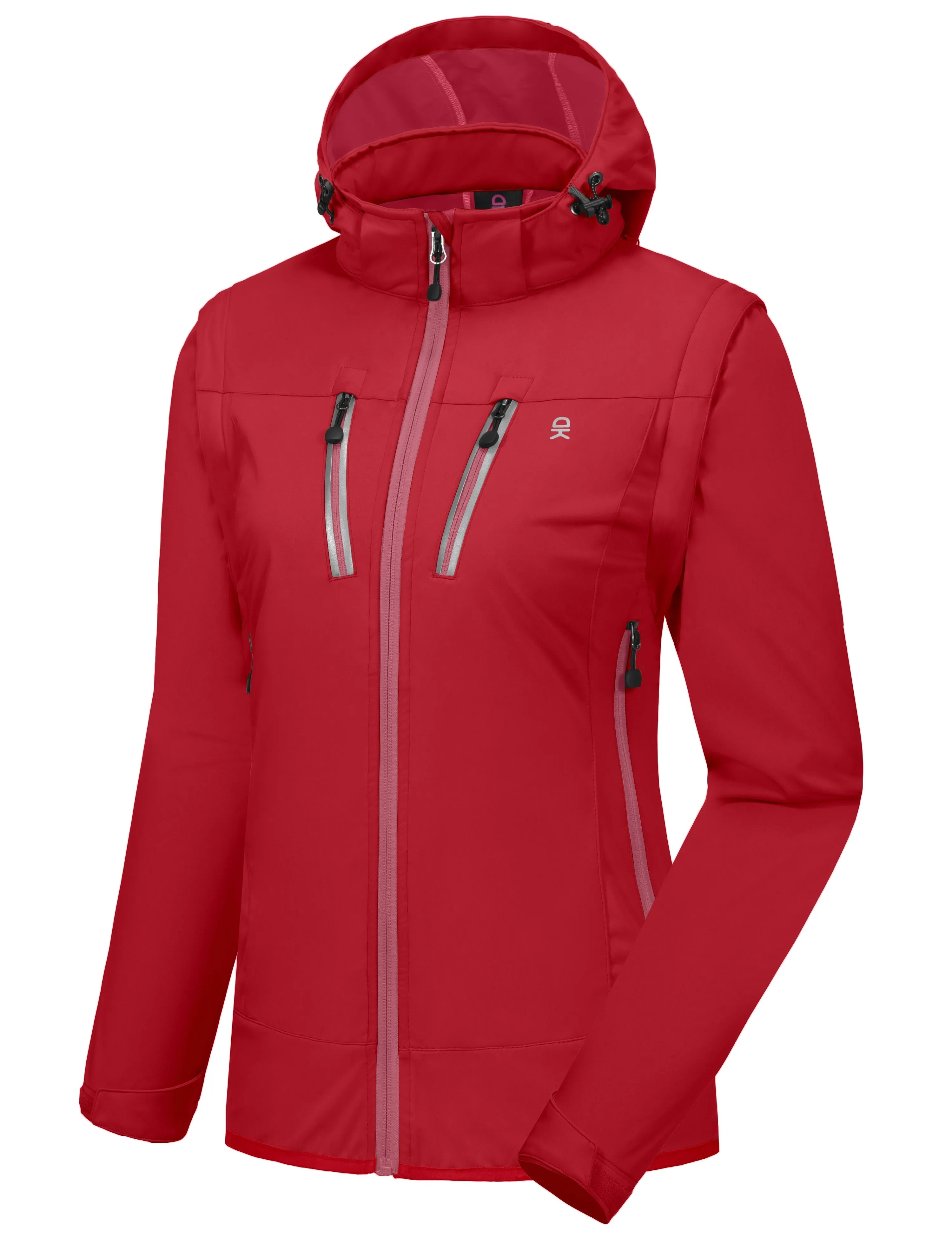 Women's Lightweight Softshell Hiking Jacket with Detachable Sleeves and Hood