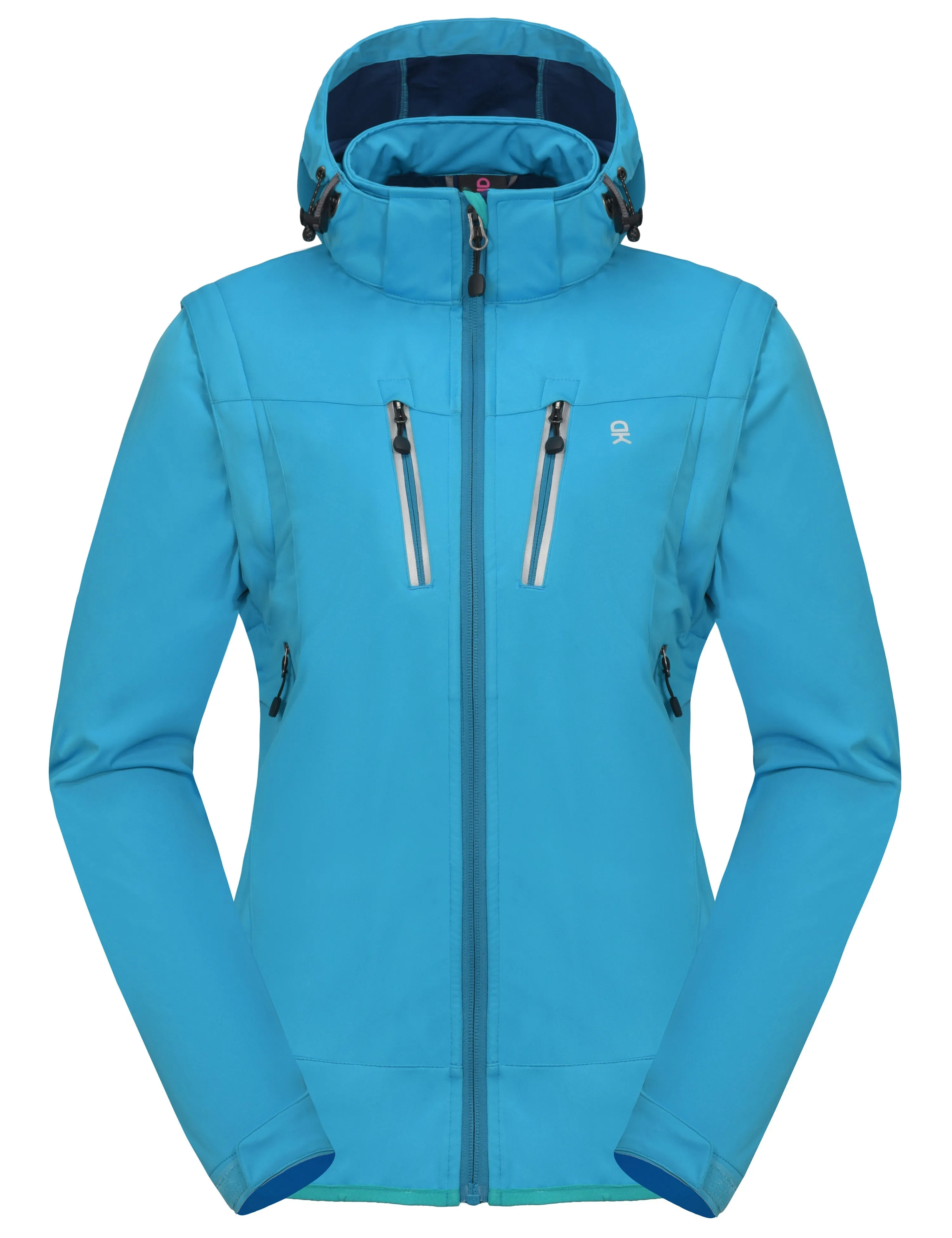 Women's Lightweight Softshell Hiking Jacket with Detachable Sleeves and Hood